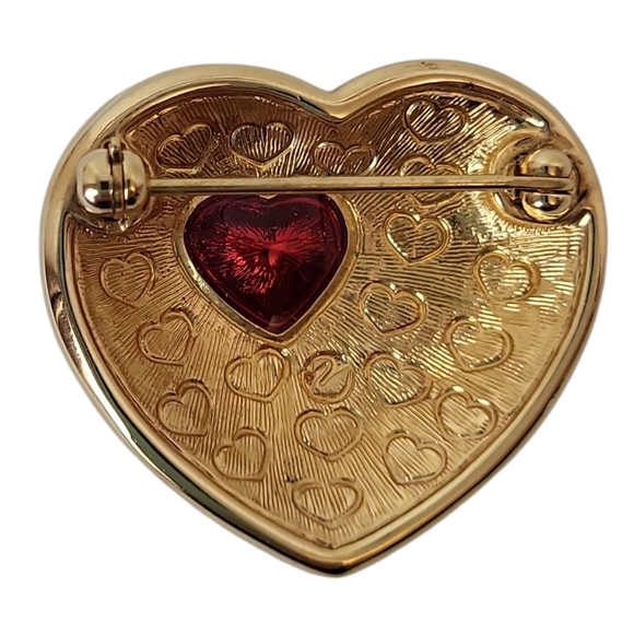 Swarovski Heart Brooch Vintage Signed - Picture 3 of 3